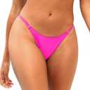 Zmart Women Thong Bikini Bottoms G String Sexy Low Waist Swimsuit Bottom Brazilian Cheeky Bathing Suit Bottoms, Pink, S