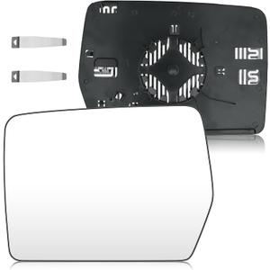 Driver Left Side Heated Mirror Glass Compatible with 2004-2014 Ford F-150, Side View Exterior Mirror with Rear Holder, Replacement for 4L3Z-17K707-DB