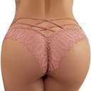 Milumia Women Sexy Floral Lace Underwear Criss Cross Seamless Bikini Panty Brief Size M