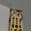 Hoarosall Montessori Wooden Busy Board with 8 LED Light switches, Sensory Toys Light Switch Travel Toys for 1+ Year Old Baby and Toddler