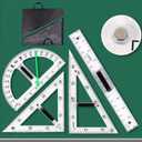 Magnetic Geometry Tool Set Clear Drafting Tools Mathematics Protractor, Triangular Scale Ruler Math Classroom Teaching Measurement Set Oversized Ruler (Transparent 4-Piece Set)