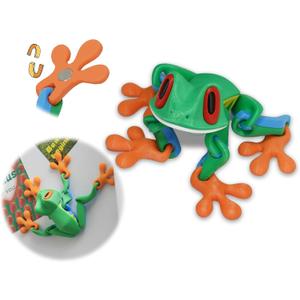 Articulated Frog Refrigerator Magnet - 3D Printed Poseable Decor for Fridge & Metal Surfaces (Green)
