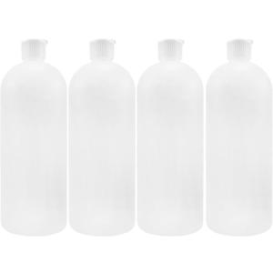 Cornucopia Brands 32oz Flip Top Plastic Squeeze Bottles (4-Pack); XL Dilution Bottle for Shampoo, Dog Grooming, Liquids Mixing, Squirt Spout