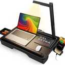 SAIJI Lap Desk with LED Light, Portable Laptop Tray with Cushion - Fits Up to 17" Laptops & MacBook, Lap Table Stand for Bed and Couch, Lap Desk for Writing and Reading