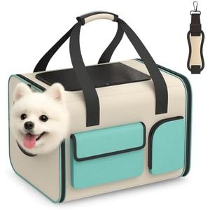 Small Dog Travel Carrier Bag - Soft Sided Pet Travel Carrier for up to 15LBS Small Dogs - Breathable and Comfortable for Car Trip Camping Outdoor Vet Hospital