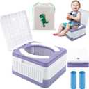 Fabulas Portable Potty for Toddler Travel, Foldable Travel Potty Training Toilet Seat for Kids Boys Girls, Emergency Mobile Toilet In Car for Camping, Outdoor, Indoor, with 30 Disposable Bags, Purple