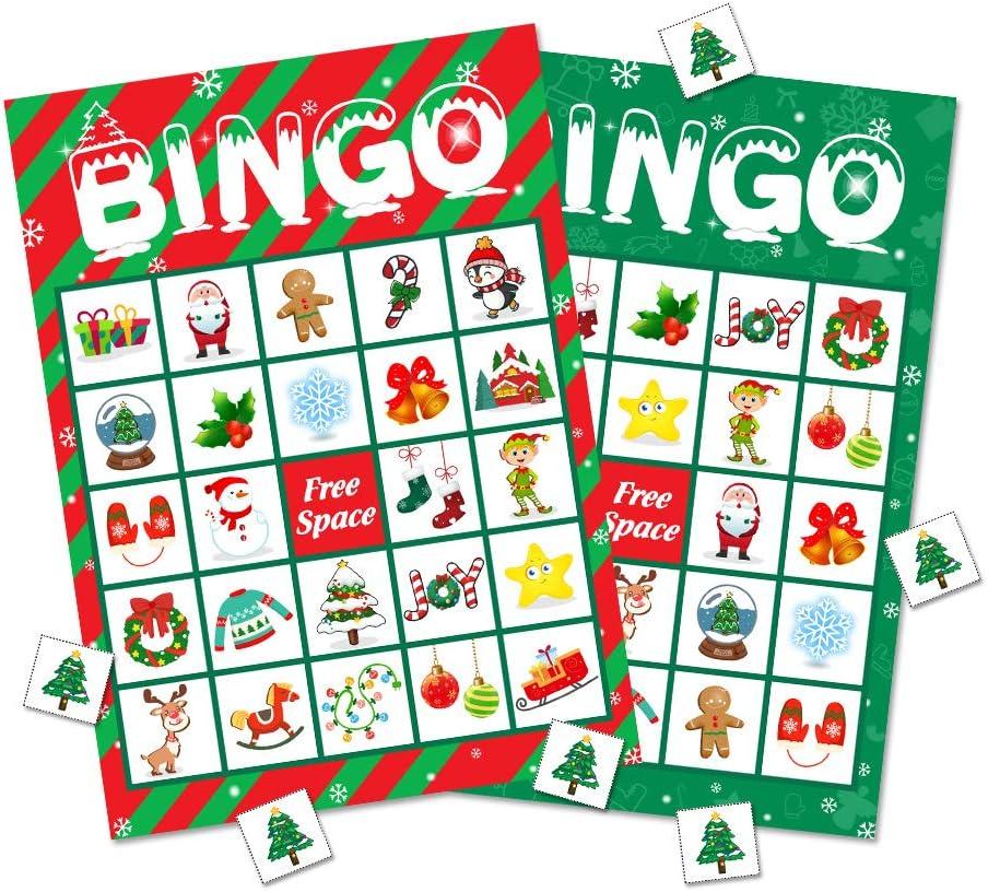 Omgouue Christmas Bingo Game Party Supplies - Xmas Gifts for Kids 24 Players