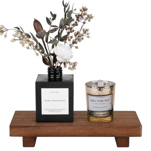 zoocatia Small Wood Tray Pedestal Stand Farmhouse Bathroom Decor Decorative Wooden Riser Kitchen Soap Dish Holder for Vanity, Counter, Sink, Walnut