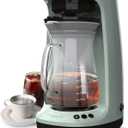 Hot and Iced Coffee Maker 4-5 Cup for Grounds, Personal Single Serve Coffee Machine with Glass Pot for Home, Office and Travel, Green