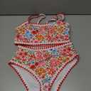Herseas Women's Bikini Sets Floral Print Whip Stitch 2 Piece Swimsuits High Waisted Scoop Bathing Suits, Medium