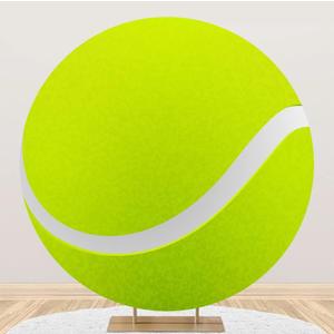 Leyiyi 6.5x6.5ft Tennis Round Backdrop Cover Polyester Green Tennis Balls Photography Background Sports Themed Birthday Party Decoration Tennis Ball Stadium Game Background Studio Props Photo Booth
