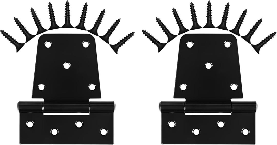 Heavy Duty Gate Hinges 3.5 inch 2 Pack Extra Thick Industrial T Hinges Barn Door Hinges Shed Door Hinges for Large Wooden Gates Wood Fence Outdoor - Black Iron Finish (Screws Included)