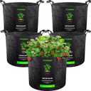 VIVOSUN 5-Pack 15 Gallon Plant Grow Bags, Heavy Duty Thickened Nonwoven Fabric Pots with Handles (Black)