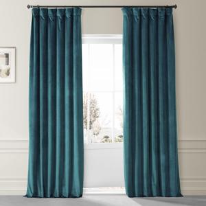 HPD HALF PRICE DRAPES Signature Plush Velvet Blackout Curtains for Bedroom (1 Panel), 50W X 96L Hotel Black Out Curtains for Living Room, Thermal Insulated Blackout Curtains, Sea Garden Teal