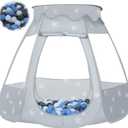Baby Ball Pit for Toddler with 50 Balls, Kids Pop Up Play Tent for Girls, Princess Toys Gifts for Children Indoor & Outdoor Playhouse (Gray: Gray/White/Babyblue, 109x90cm/50 Balls)