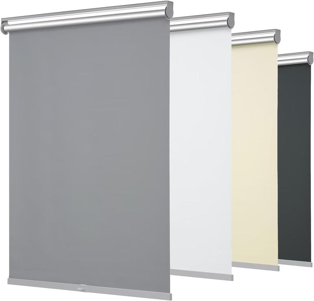 Changshade Cordless Blackout Roller Shades Blinds for Windows,Free-Stop Shades with Valance,Thermal Insulated UV Protection Waterproof Roll Up Window Blinds for Home,Office,Grey