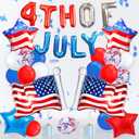 2 x 4th Of July Balloons 16 Inch, American Flag Balloons, 12 Inch Red White Blue Balloon And Star Balloon For Presidents, Patriotic, 4th Of July Decorations