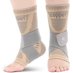 INDEEMAX Ankle Brace for Women & Men, Ankle Compression Sleeve Support Copper Infused Ankle Brace for Sprained Ankle, Plantar Fasciitis Sports, Achilles Tendonitis Pain Relief, Skin Silver, Medium