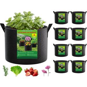 FEED GARDEN 5 Gallon Grow Bags 8 Pack 300G Thickened Fabric Plant Pots with Reinforced Handles, Breathable Drainage Planters for Vegetables, Flowers & Herbs Indoor Outdoor