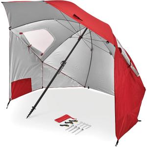 Sport-Brella Premiere UPF 50+ Umbrella Shelter with Patented Side Panels and Tilt Mechanism, Heavy-Duty 1.25 Inch Center Pole, Auger Anchor for Sand and Grass
