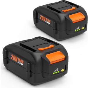 2-Pack 6.5Ah Battery Replacement for Worx 20V Battery Power ShareWA3575 WA3525 WA3578 WA3520 WA3742 WG155s WG251s WG890 WG890 WG891 Compatible with Worx 20 Volt Max Cordless Tools