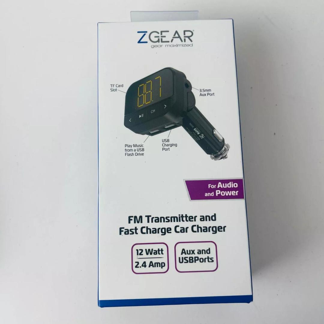 ZGEAR For Audio And Power FM Transmitter And Fast Charge Car Charger 12 Watt 2,4 Amp