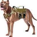 Dog Harness for Large Dogs Heavy Duty, No Pull Tactical Dog Harness with Molle System, Easy On and Off Service Dog Vest, Breathable Padded, Adjustable Reflective Pet Vest for Walking Hiking Training, XL(Neck:21-32",Chest:26-39"),75-135 lbs, Desert Camo