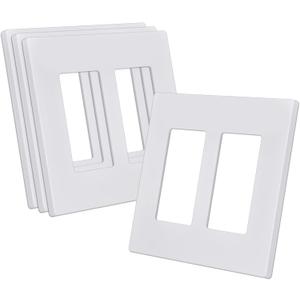 CML Screwless Decorator Wall Plate, 2 Gang Outlet Covers, 4 Pack Decorative Light Switch Plates, Hidden Screw Smooth Face, Standard Size 4.68 X 4.72, UL Listed, White