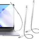 2 Pcs Keyboard Light with Long Gooseneck Flexible Stick - LED Laptop Light for Reading and Striking Keyboard (No Touch Switch, Silver)