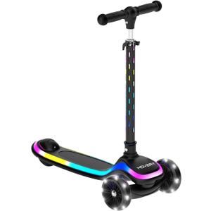 Hover-1 Chroma Folding Kick Scooter for Kids with Multicolor Wheel Lights, 3 Front Wheels, Rear Foot Brake, and 110 LB Weight Capacity