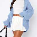 PRETTYGARDEN Cardigan Sweaters for Women Trendy Fall Fashion 2026 Long Sleeve Chunky Knit Cardigans Winter Clothing Outfits (Blue, M)