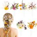 Thiccywoov 6 Pcs Flower Hair Clip, Boho Bride Floral Hair Pin Wedding Flower Accessories for Women International Women's Day Mother's Gifts Flamenco Dancer Bridal Wedding Party Supplies Decor