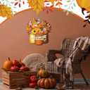 2 x Geetery Thanksgiving Door Signs Vintage Hello Fall Front Door Decoration Autumn Gnome Sunflower Pumpkin Wooden Hanging Signs for Fall Home Front Porch