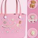 3 x Mon Carame Rubber Beach Bag Accessories Charms,Rubber Beach Totes Accessories Inserts,Lovely Pearl Charms
