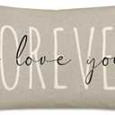 Xihomeli Home Decorative 12x20 Inch Throw Pillow Covers I Love You Forever Inspirational Quotes Cotton Linen Gray Cushion Case Happy Festival Rectangle Pillowcase (Love Forever, 12"x20")