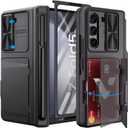 Vihibii for Samsung Galaxy Z Fold 5 Case with S Pen Holder & Card Holder & Slide Lens Cover & Screen Protector & Hinge Protection, Shockproof Rugged Wallet Phone Case for Galaxy Z Fold 5 2023, Black