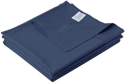 Cotton Full Flat Sheet Only, 600 Thread Count 100% Egyptian Cotton Top Sheet 1Pcs, Cool & Breathable Flat Bed Sheets Wrinkle, Fade, Stain Resistant (Navy Blue Full), 84x100