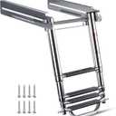 Marinebaby 3-4 Step Ladder Under Platform Slide Mount Boat Boarding Ladder, Telescoping Ladder with a Carry Handle and Mounting Screws, Press-Type Spring Latch (4 Steps)