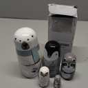 Yoption 5Pcs Russian Matryoshka Dolls Handmade Wooden Polar Bear Penguin Nesting Dolls Set for Kids Christmas Birthday Toy Gift (Polar Bear)