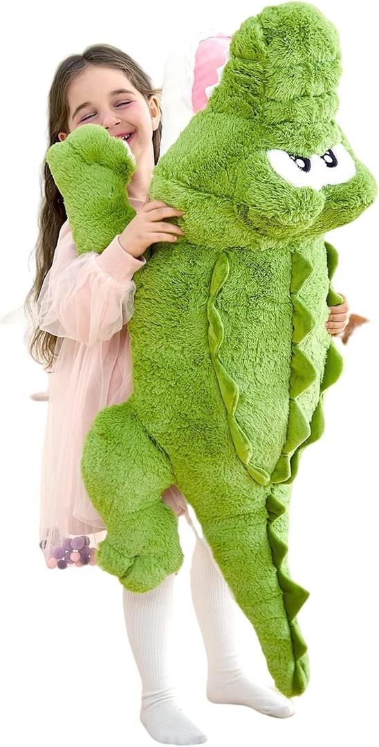 IKASA Giant Crocodile Stuffed Animal Plush Toys,Soft Toy 30" Alligator Large Cute Huge Jumbo Big Size Kawaii Fluffy Fat Plushie,Gifts for Kids