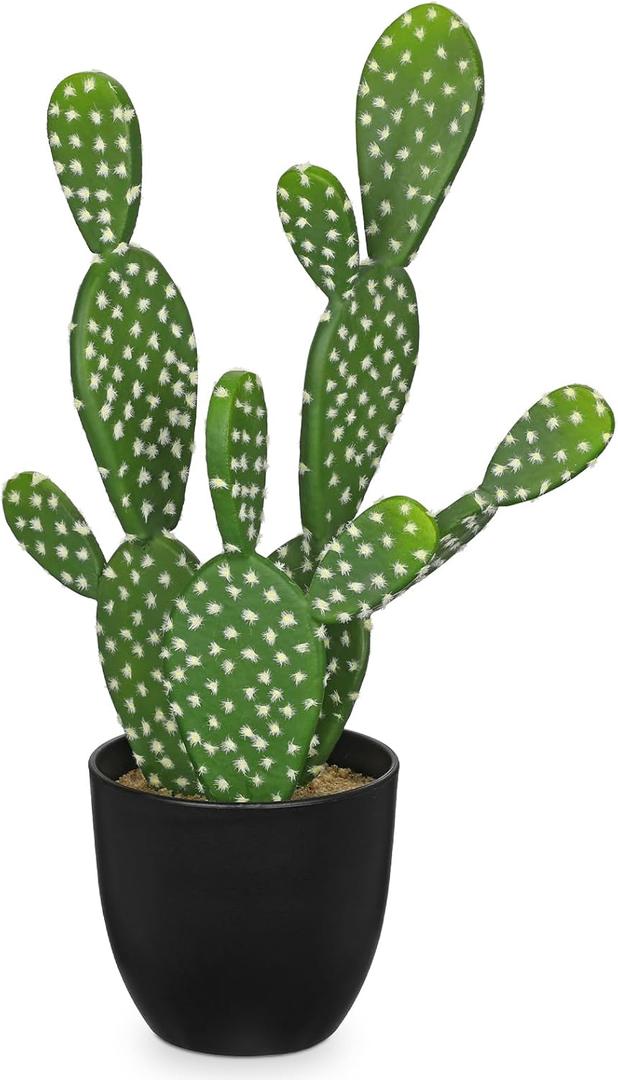DILATATA 13" Small Fake Cactus Plant Potted 'Prickly Pear Cactus' Faux Cacti for Home Garden Office Decor Housewarming Gifts