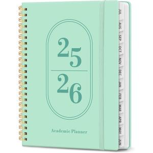 2 x Planner 2025-2026, Academic Year Weekly and Monthly Calendar Planner, July 2025 - June 2026, Spiral Bound School Planning Tool, Perfect for Teacher, Student, Woman & Men - A5 (6.3" x 8.5"), Seafoam