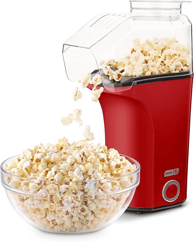 DASH Fresh Pop Popcorn Maker  OilFree, Air Popcorn Popper  With Measuring Cup & Recipe Guide  Perfect for Movie Nights  16 Cups, Red