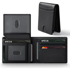 GNDR Wallet For Men Black Leather RFID Blocking Bifold Front Pocket Wallets Card Holder Mens Accessories With Gift Box