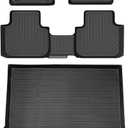 HAFIDI® Floor Mats & Cargo Liner Set Fit for 2020-2025 2026 Volkswagen Atlas Cross Sport (5 Passenger) All Weather Protection TPE Anti-Slip Car Floor Liners VW Atlas Cross Sport Accessories -Black