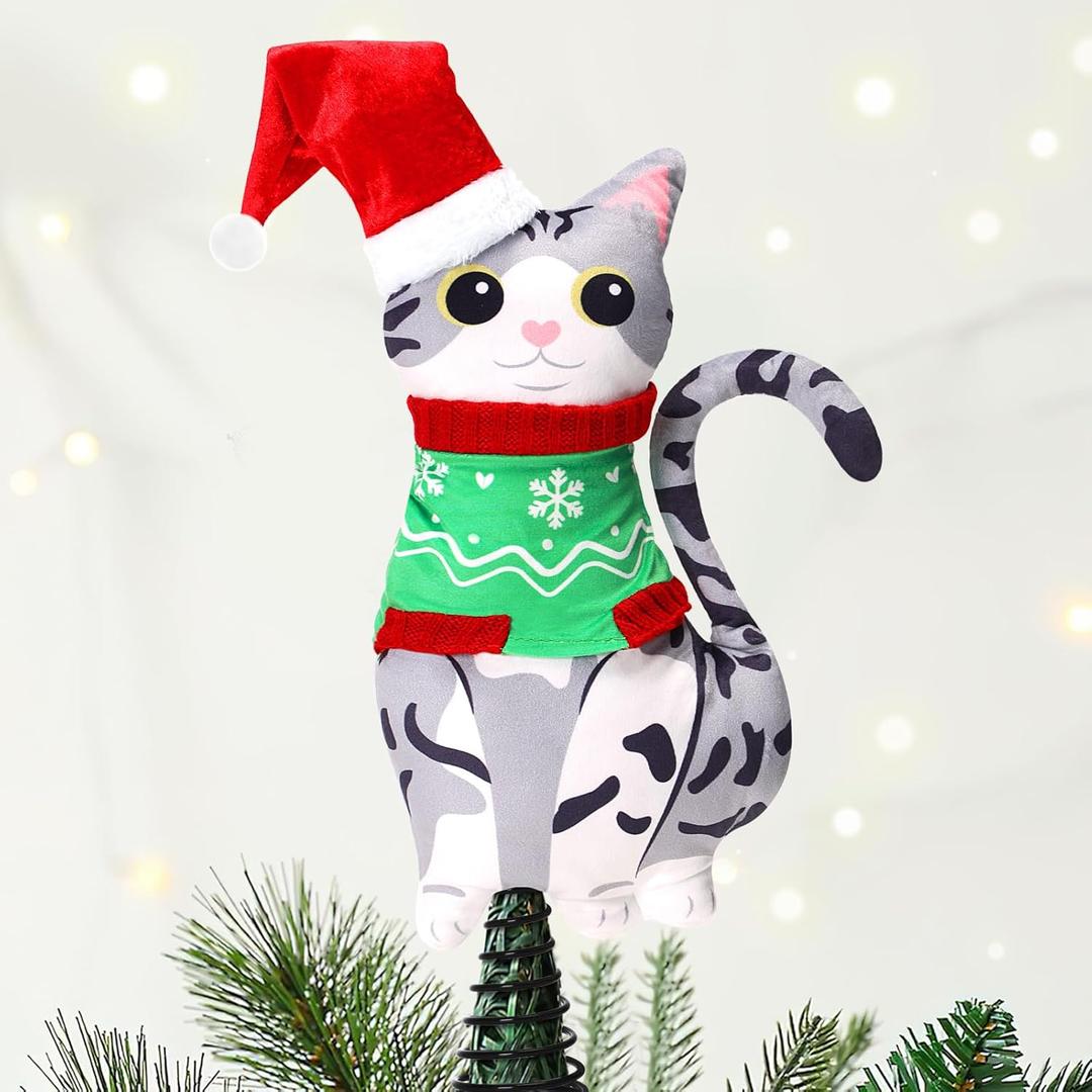 Cat Christmas Tree Topper American Shorthair mas Tree Ornament Christmas Party Holiday Home Decorations Supplies Cat Lovers Gift