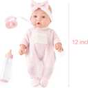 12 Inches Realistic Baby Doll Playset in Gift Box Includes Pacifier, Bottle, and Soft Blanket, Newborn Baby Doll Toy for Toddler Girls