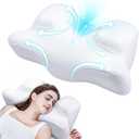 Benazcap Back Sleeper Beauty Pillow - Anti-Wrinkle & Anti-Aging Memory Foam Pillow, Cervical Neck Pillow for Neck and Shoulder Pain Relief, Back Sleeping Reduces Pressure on Skin - White