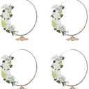 4 Pack 16'' Tall Floral Hoop centerpiece Wedding Metal Gold centerpiece Iron Arch Round Flower Vase Display Stand Shelf Table Decoration Christmas Event Party Decor
