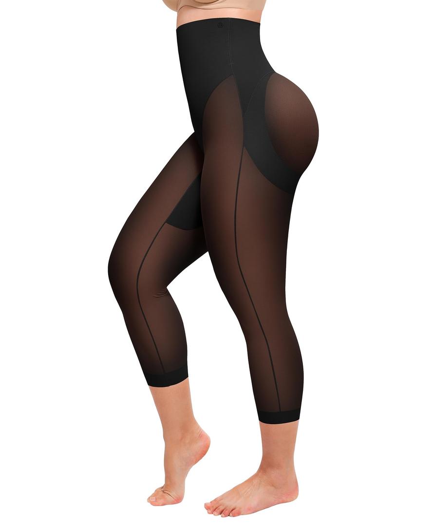 SHAPELLX Shapewear for Women Capris Leggings Tummy Control Underwear High Waist Body Shaper Butt Lifting Panties, M